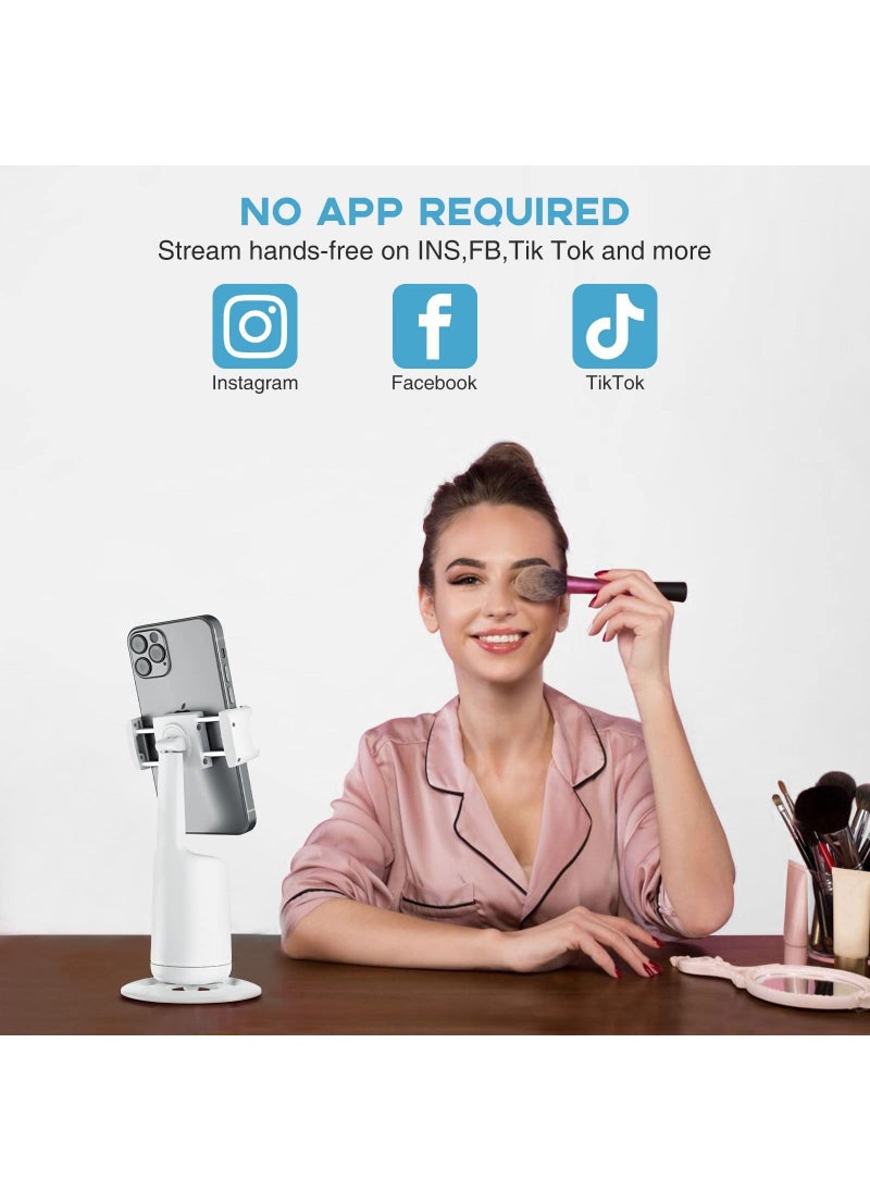 XVersion Auto Face Tracking Tripod Mount, 360 Rotation Phone Camera Mount, Battery Operated Smart Shooting Holder for Live Vlog White  - Image 4