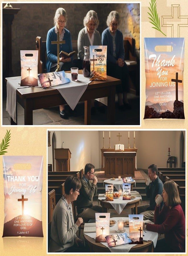 Capoda 100 Pcs Religious Cross Gift Bags Thank You Joining Us Plastic Bags Christian God Candy Treat Goodie Handbags for Church Events Easter Bible Verse Party Favors Sunday School Supplies - Image 5