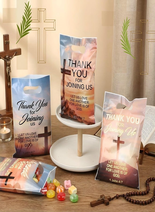 Capoda 100 Pcs Religious Cross Gift Bags Thank You Joining Us Plastic Bags Christian God Candy Treat Goodie Handbags for Church Events Easter Bible Verse Party Favors Sunday School Supplies - Image 4