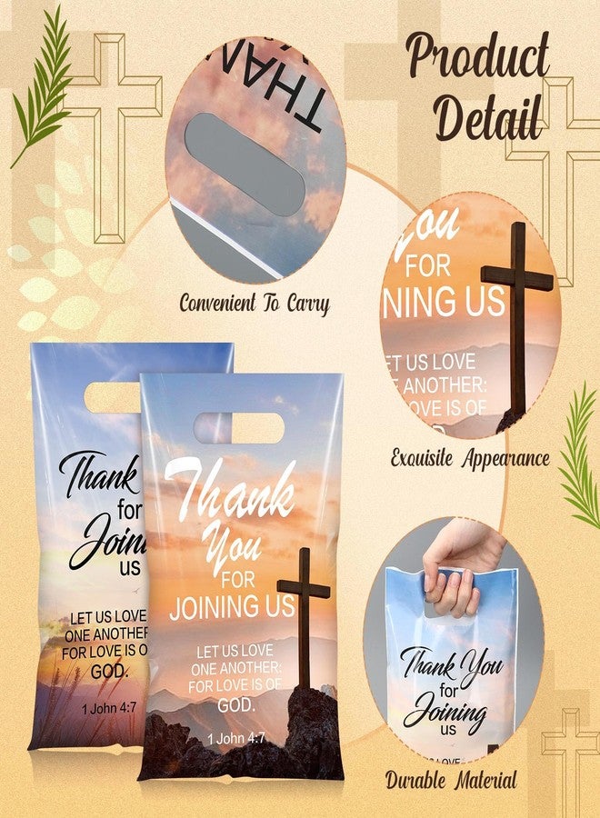 Capoda 100 Pcs Religious Cross Gift Bags Thank You Joining Us Plastic Bags Christian God Candy Treat Goodie Handbags for Church Events Easter Bible Verse Party Favors Sunday School Supplies - Image 2