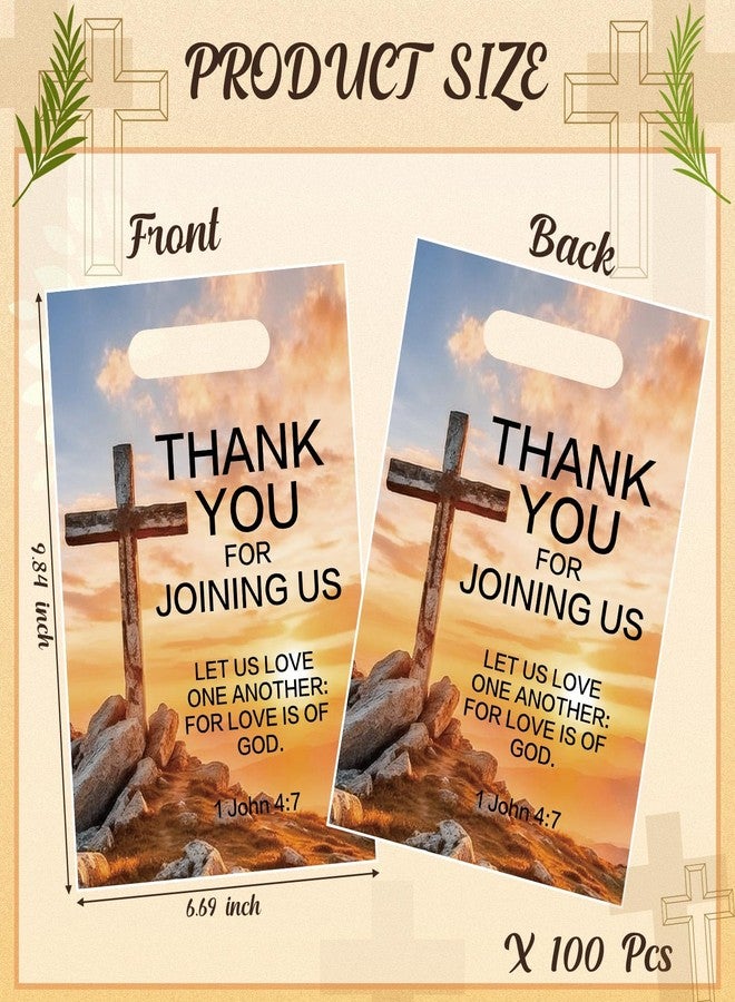Capoda 100 Pcs Religious Cross Gift Bags Thank You Joining Us Plastic Bags Christian God Candy Treat Goodie Handbags for Church Events Easter Bible Verse Party Favors Sunday School Supplies - Image 3