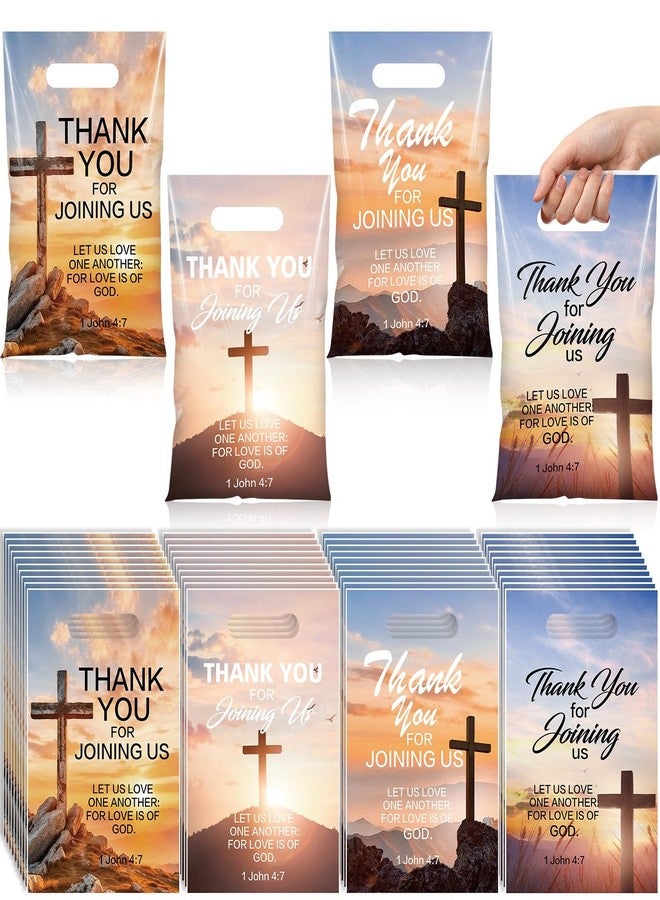 Capoda 100 Pcs Religious Cross Gift Bags Thank You Joining Us Plastic Bags Christian God Candy Treat Goodie Handbags for Church Events Easter Bible Verse Party Favors Sunday School Supplies - Image 1