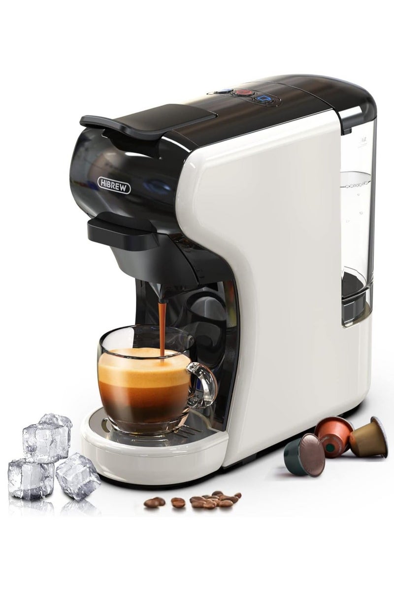 هيبرو ماكينة تحضير القهوة HiBREW H1A (4 في 1) - ماكينة إسبريسو بضغط 19 بار، متوافقة مع أنواع متعددة من الكبسولات، مزودة بخاصية الإيقاف التلقائي وخزان مياه، تصميم مدمج، لون أبيض. - Image 2
