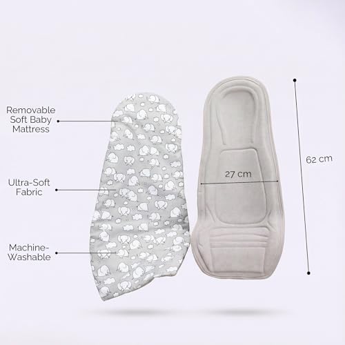 HOOPA 2-in-1 Infant Carrier for Newborn (0–4 Months) | Reclined Carrying & Breastfeeding Support | Strong Back Support | Indoor & Outdoor Use | Feeding Pillow | Nursing pad | Grey - Image 3