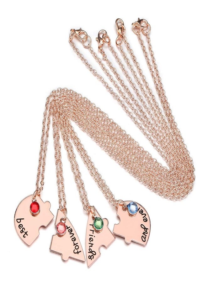 Jovivi Best Friends Forever and Ever Necklaces for 4 Alloy Heart Puzzle Pieces BBF Friendship Pendant Necklace Best Friends Jewelry - Image 3