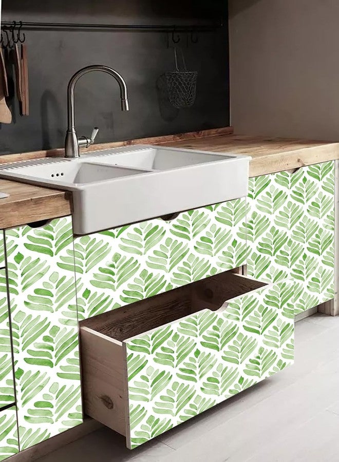 WY-BSO Drawer Shelf and Cabinet Liner, Peel and Stick Vinyl Film Decorative Shelf Liner for Bedroom Dresser Sticker (Green/White, 17.3 inch x 118 inch) - Image 2