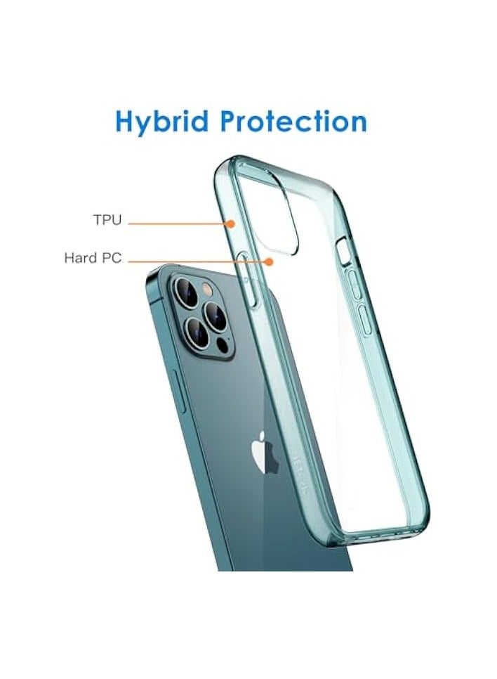 جي تيك جراب لهاتف iPhone 12 Pro Max مقاس 6.7 بوصة، غطاء ممتص للصدمات غير مصفر، وظهر شفاف مضاد للخدش (أزرق باسيفيك) - Image 3