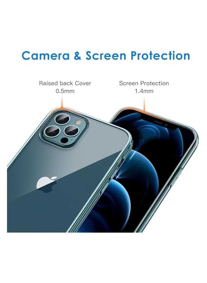 جي تيك جراب لهاتف iPhone 12 Pro Max مقاس 6.7 بوصة، غطاء ممتص للصدمات غير مصفر، وظهر شفاف مضاد للخدش (أزرق باسيفيك) - Image 5