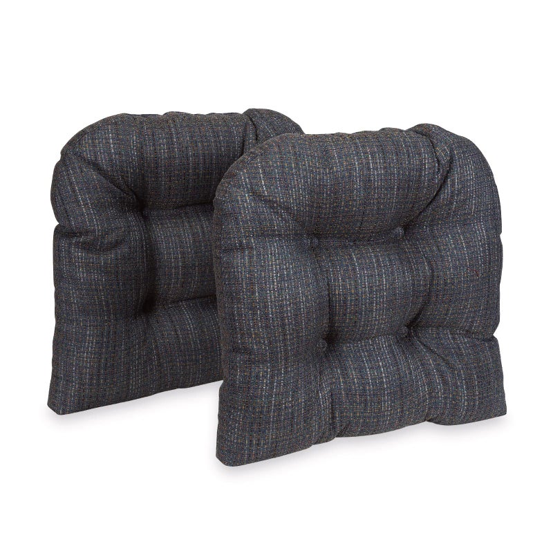 Klear Vu Gripper Overstuffed Universal NonSlip Dining Chair Cushions for Kitchen Decor or Office Use UShaped SkidProof Seat Pad 17x17 Inches 2 Count Pack of 1 Honeycomb Denim Blue