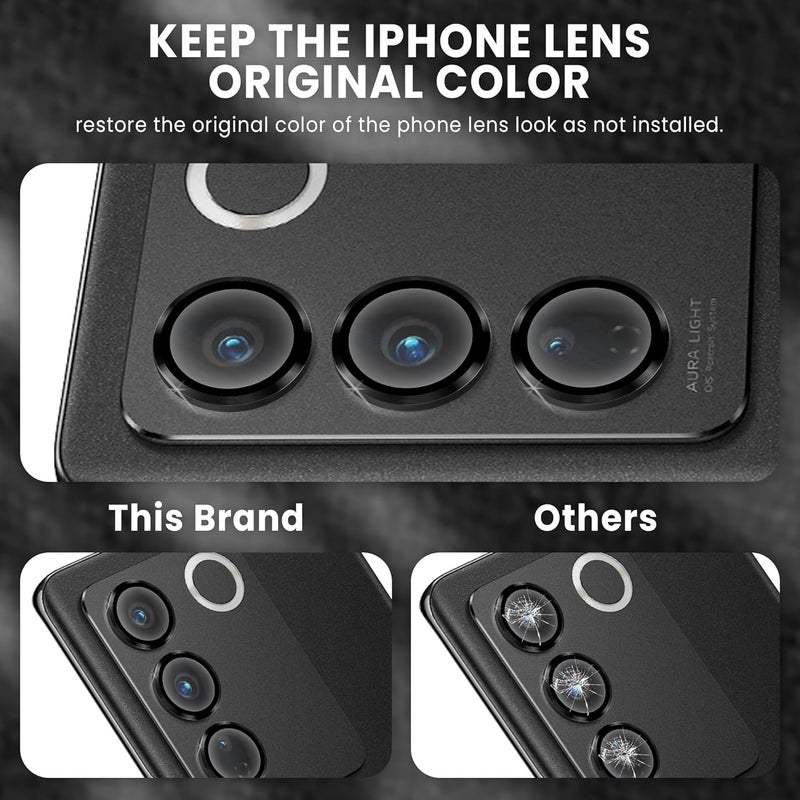 FIRST MART Camera Lens Protectors for Vivo V27 Pro and Vivo V27 (6.78 Inches) Tough HD Individual Aluminum Alloy Lens Black Ring Cover, Scratch Resistant, Thin Lens Protection| Black, 1 Pack - Image 2
