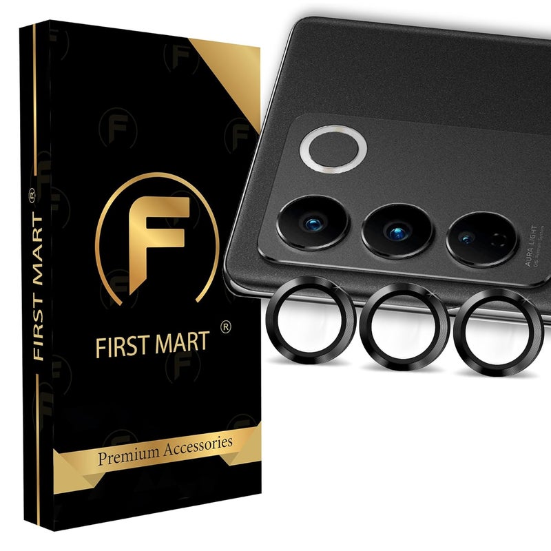 FIRST MART Camera Lens Protectors for Vivo V27 Pro and Vivo V27 (6.78 Inches) Tough HD Individual Aluminum Alloy Lens Black Ring Cover, Scratch Resistant, Thin Lens Protection| Black, 1 Pack - Image 1