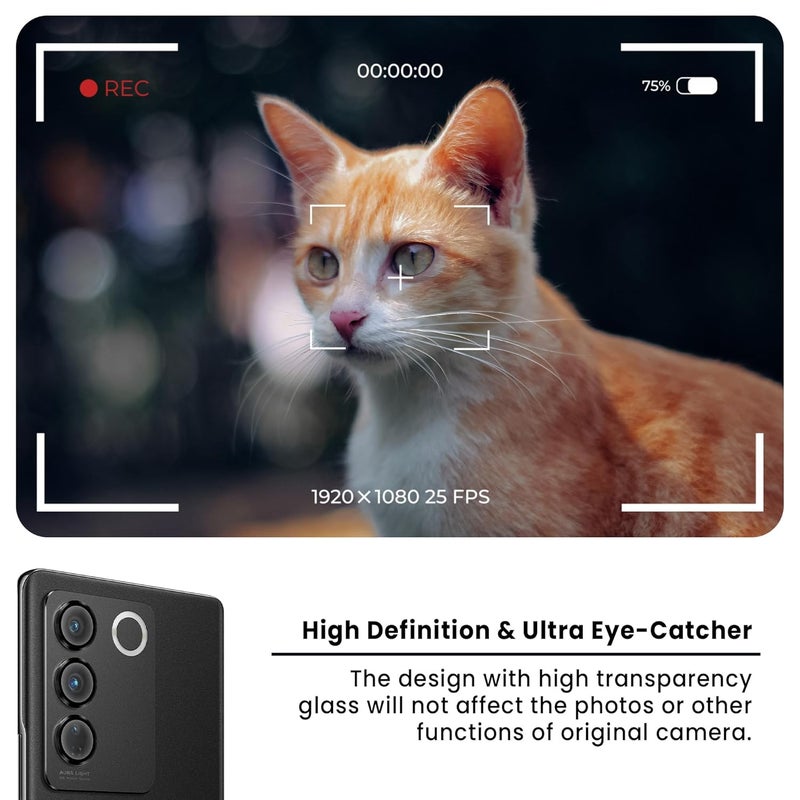 FIRST MART Camera Lens Protectors for Vivo V27 Pro and Vivo V27 (6.78 Inches) Tough HD Individual Aluminum Alloy Lens Black Ring Cover, Scratch Resistant, Thin Lens Protection| Black, 1 Pack - Image 3