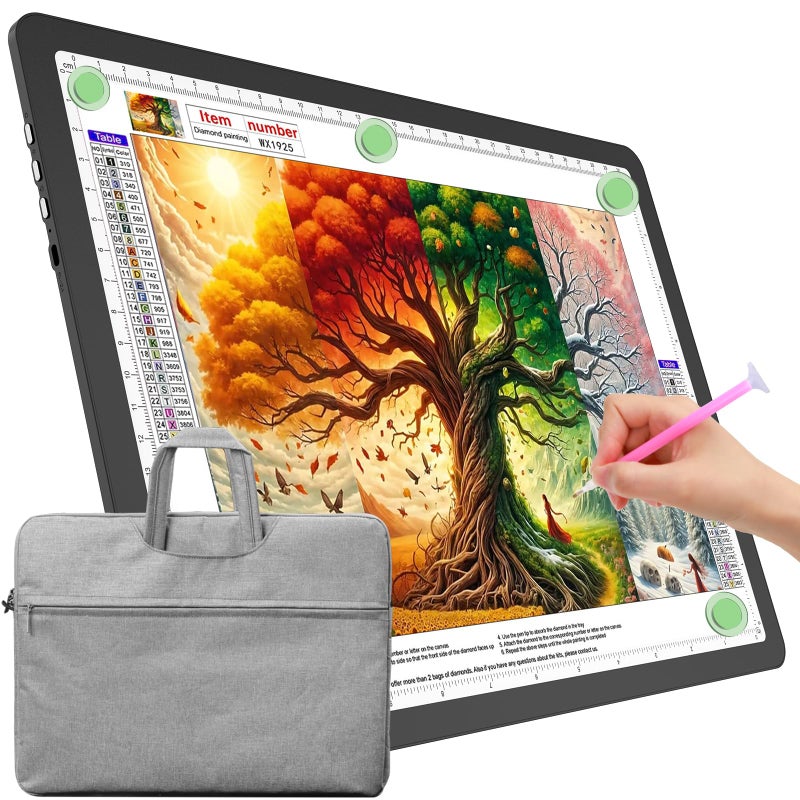 TOHETO A4 Light Board with Bag for Diamond Painting, Super Bright Magnetic Light Pad with Side Buttons, Lightbox for Tracing and Drawing, Corded Light Table for Sketching, Weeding Vinyl (Black) - Image 1
