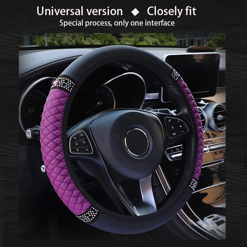 WLERIR Microfiber Leather Steering Wheel Cover with Anti-Slip Lining Universal Car Accessory for Steering Wheel with a Diameter of 14.5-15 inch (Black) - Image 3