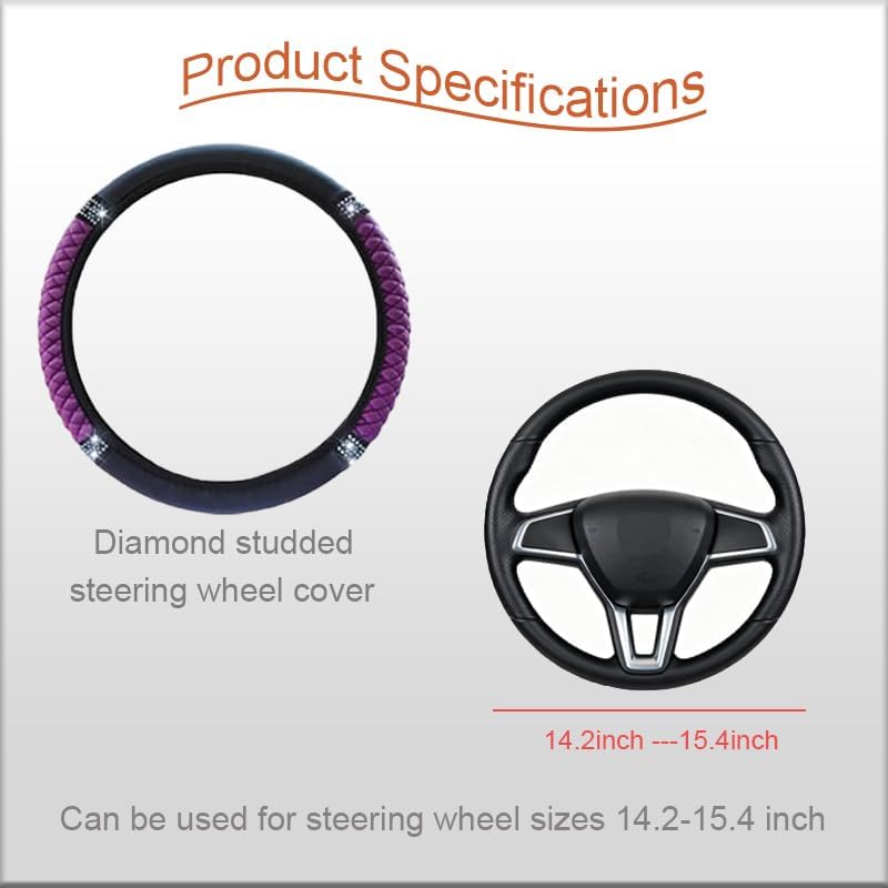 WLERIR Microfiber Leather Steering Wheel Cover with Anti-Slip Lining Universal Car Accessory for Steering Wheel with a Diameter of 14.5-15 inch (Black) - Image 1