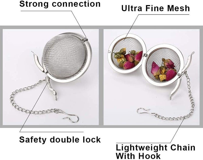 SHIDHMI 2Pcs Reusable Stainless Steel Tea Infuser for Loose Leaf Tea | Durable Chai Strainer with Handle | Easy-to-Clean Tea Steeper for Green Tea, Herbal Tea & Chai Brewing Infuser Ball Medium - Image 4