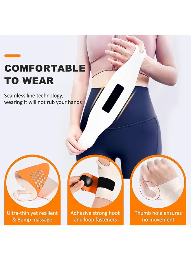 AL RAID 2 PCS Ultra Thin Wrist Brace for Carpal Tunnel, Massage with Raised Spots Elastic Wrist Wraps for Arthritis and Tendonitis, Wrist Straps Support, Pain Relief, Compression and Support for Fitness Enthusiasts (Beige Orange) - Image 3