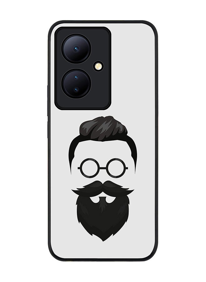 Stylizedd Rugged Black edge case for Vivo V29 Lite, Slim fit Soft Case Flexible Rubber Edges Anti Drop TPU Gel Thin Cover- Beard Hipster - Image 1