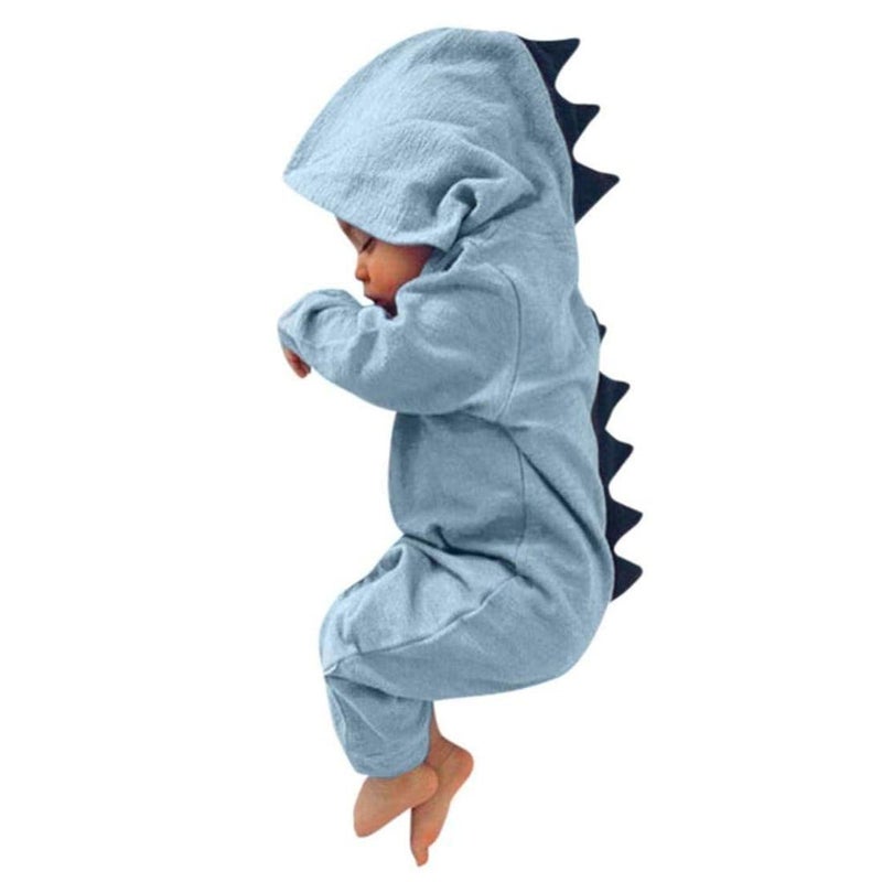 Noubeau Noubeau Interesting Infant Baby Kids Cartoon Dinosaur Hooded Romper Jumpsuit Layette Sets ClothesBlue 1218 Months