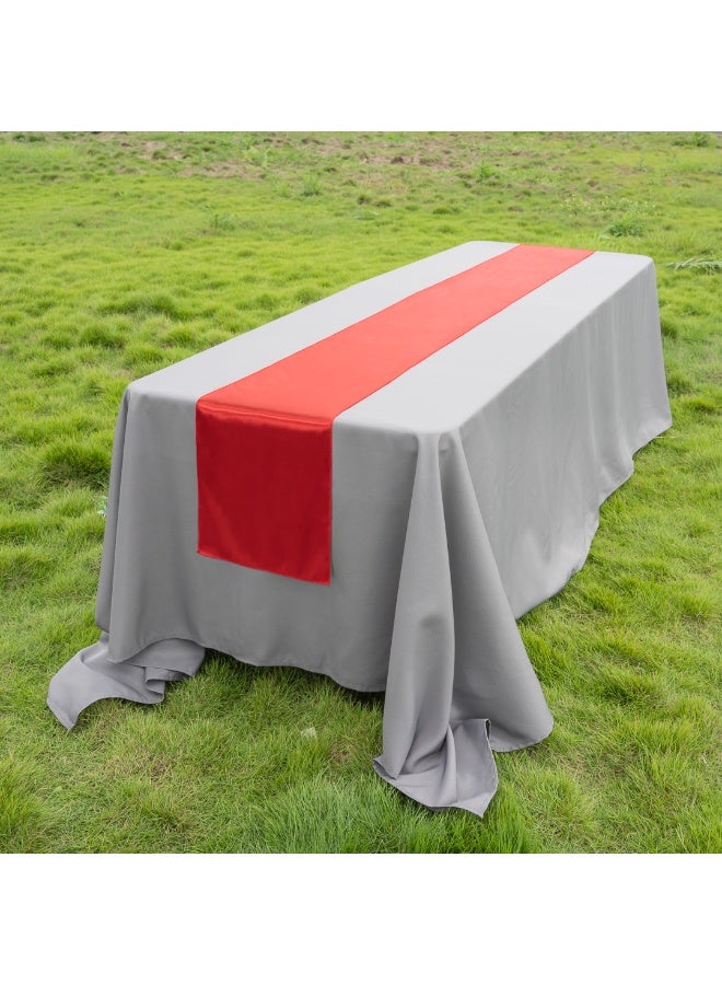 Restaurantware Table Tek 12 x 108 Inch Table Runners, 10 Satin Long Table Runners - Machine Washable, Decorative, Red Polyester Party Table Runners, For Weddings And Events, - Image 5