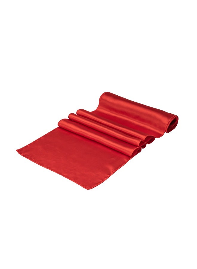 Restaurantware Table Tek 12 x 108 Inch Table Runners, 10 Satin Long Table Runners - Machine Washable, Decorative, Red Polyester Party Table Runners, For Weddings And Events, - Image 1