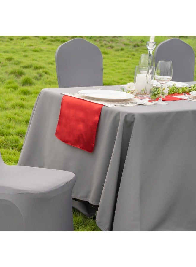 Restaurantware Table Tek 12 x 108 Inch Table Runners, 10 Satin Long Table Runners - Machine Washable, Decorative, Red Polyester Party Table Runners, For Weddings And Events, - Image 3