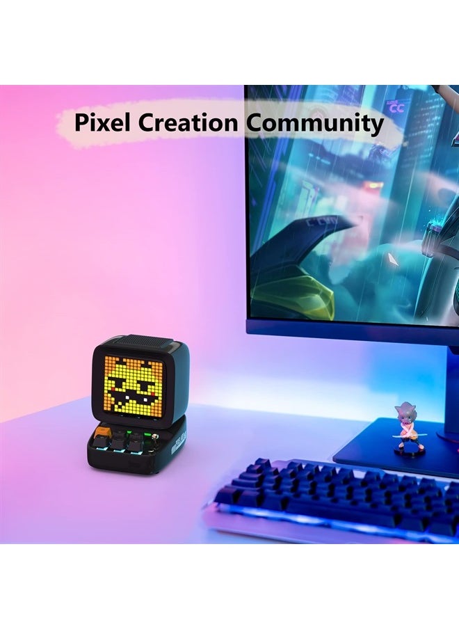 Divoom Ditoo Retro Pixel Art Game Bluetooth Speaker with 16X16 LED App Controlled Front Screen (Black)  - Image 1