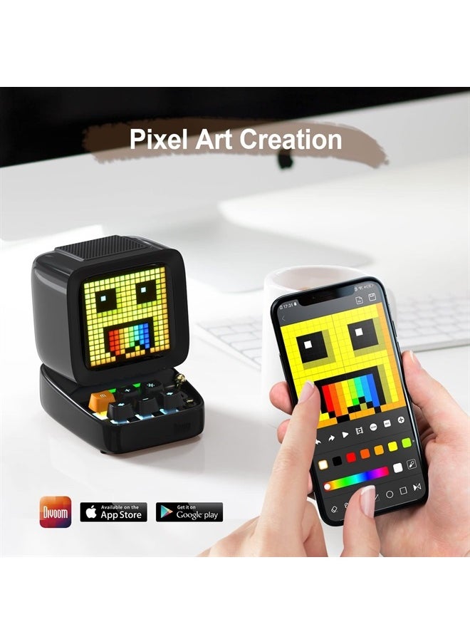 Divoom Ditoo Retro Pixel Art Game Bluetooth Speaker with 16X16 LED App Controlled Front Screen (Black)  - Image 3