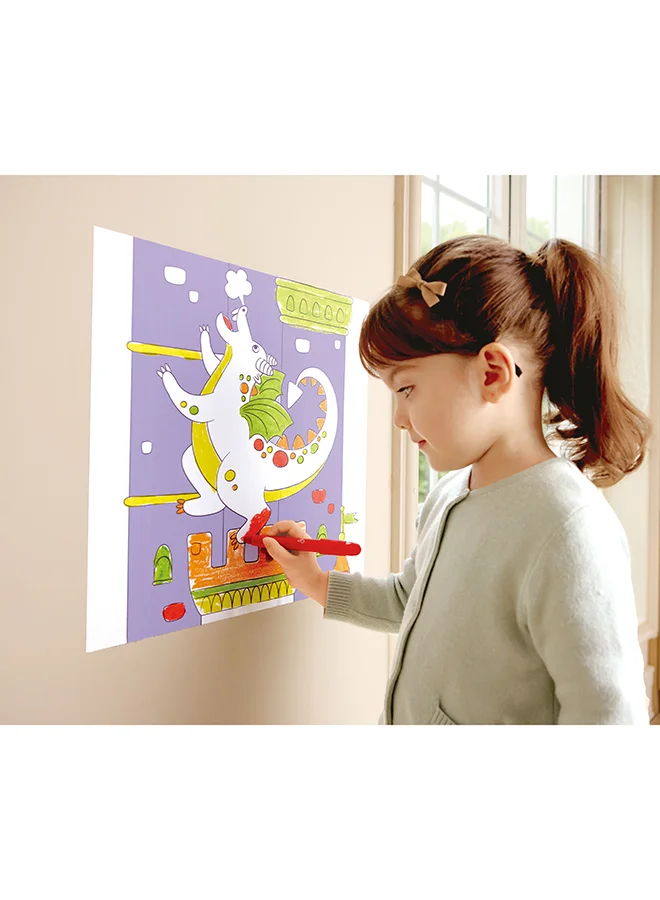 هيب HAPE Castle Doodle Paper Roll for Kids 3Y+ – Self‑Adhesive 40 × 520 cm Art Canvas with 4 Wax Crayons