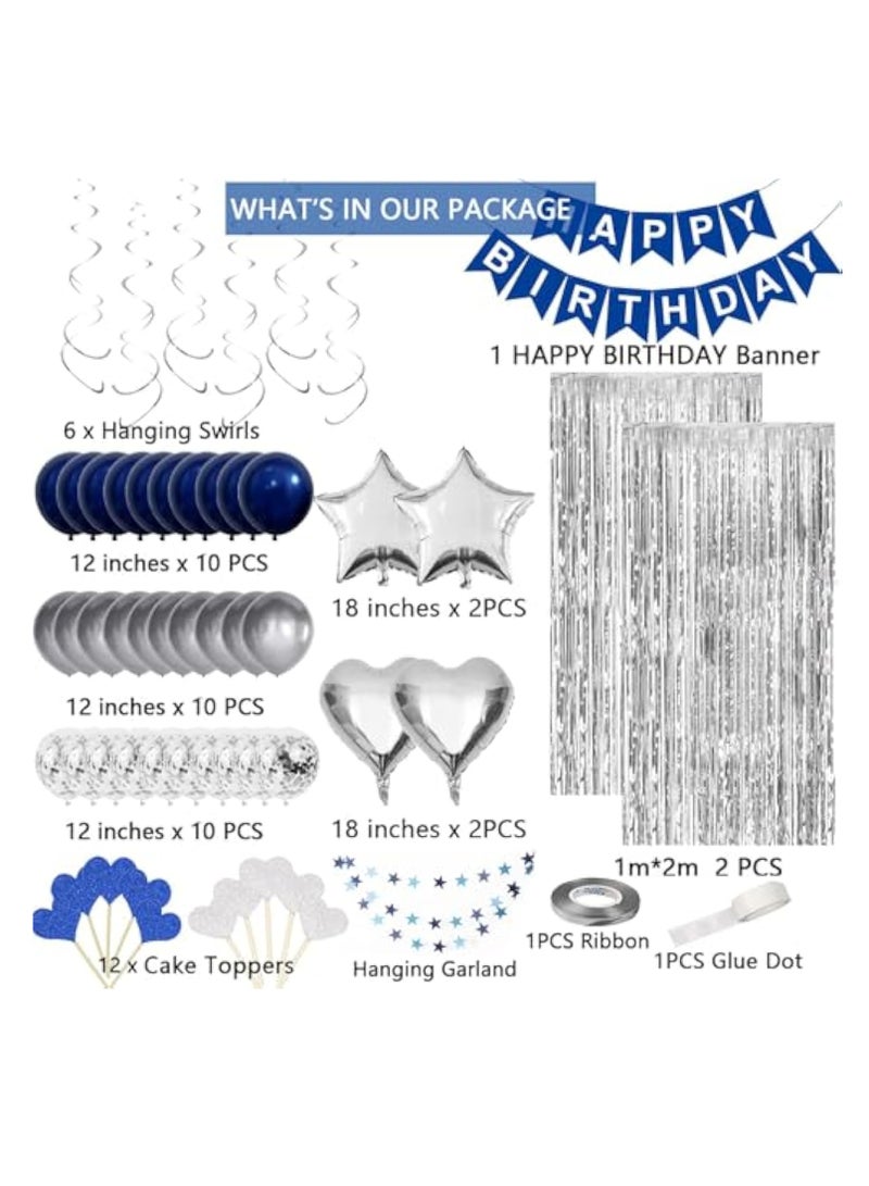 Arabest زينة عيد الميلاد للرجال، زينة حفلة عيد ميلاد زرقاء له ولها وللرجال والنساء والأولاد والبنات، بالونات عيد ميلاد سعيدة لتزيين الحفلات تناسب 16 20 21 22 25 30 35 40 50 60 70 - Image 2