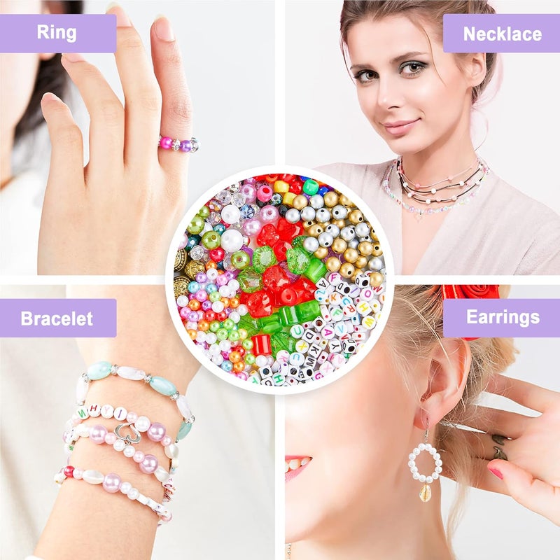 Inscraft Jewelry Making Kit, 1960 pcs, Supplies Includes Beads, Instructions, Findings, Wire for Bracelet, Necklace, Earrings Making Kit for Adults by - Image 5