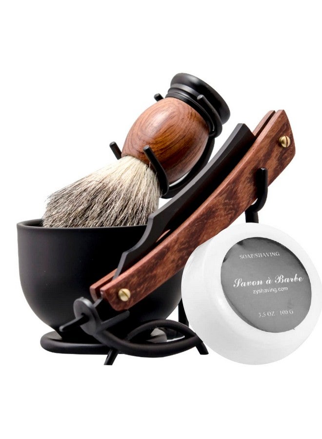 Grandslam Randslam Shaving Straight Razor Kit Steel Cutthroat Straight Razor With Leather Strop Shaving Brush Stainless Steel Shaving Bowl And Stand Shaving Soap Gift For Men - Image 3