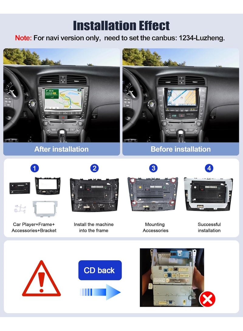 Vierex Fit Lexus IS250 IS350 Car Stereo Android Screen 2006-2009 With Apple Carplay Android Auto Wireless WiFi DSP AHD Camera Included Fast Interface QLED (8+128GB 8CORE Carplay) - Image 3