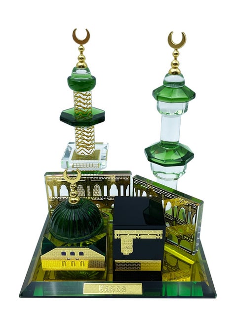 "Crystal-Embellished Saudi-Style Architectural Ornament: Sacred Kaaba & Prophet's Mosque Design - Islamic Pilgrimage Keepsake for Home Décor"