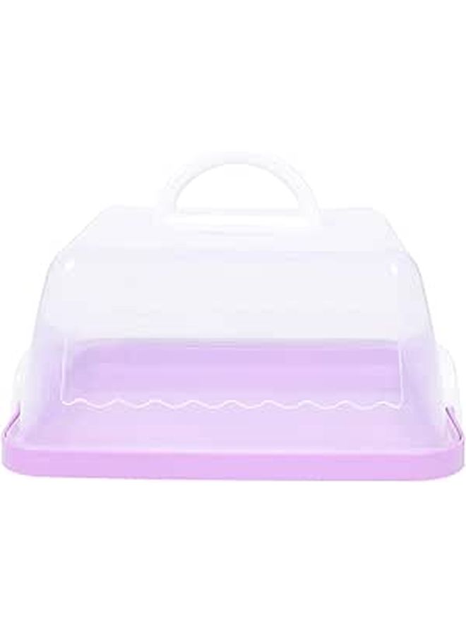 Square Cake Carrier Box 8 Inch Thick Plastic Handheld Container With Handle For Home And Party Use - Image 1