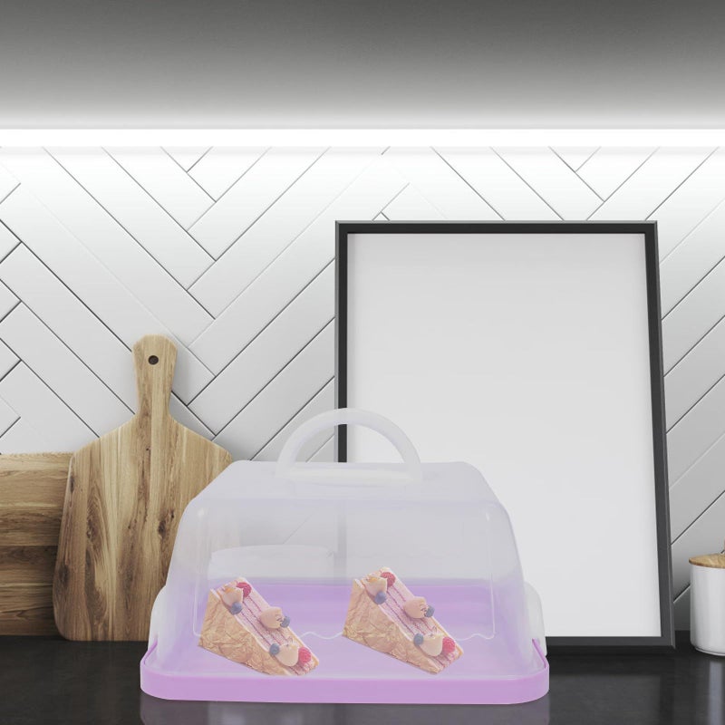 Square Cake Carrier Box 8 Inch Thick Plastic Handheld Container With Handle For Home And Party Use - Image 4