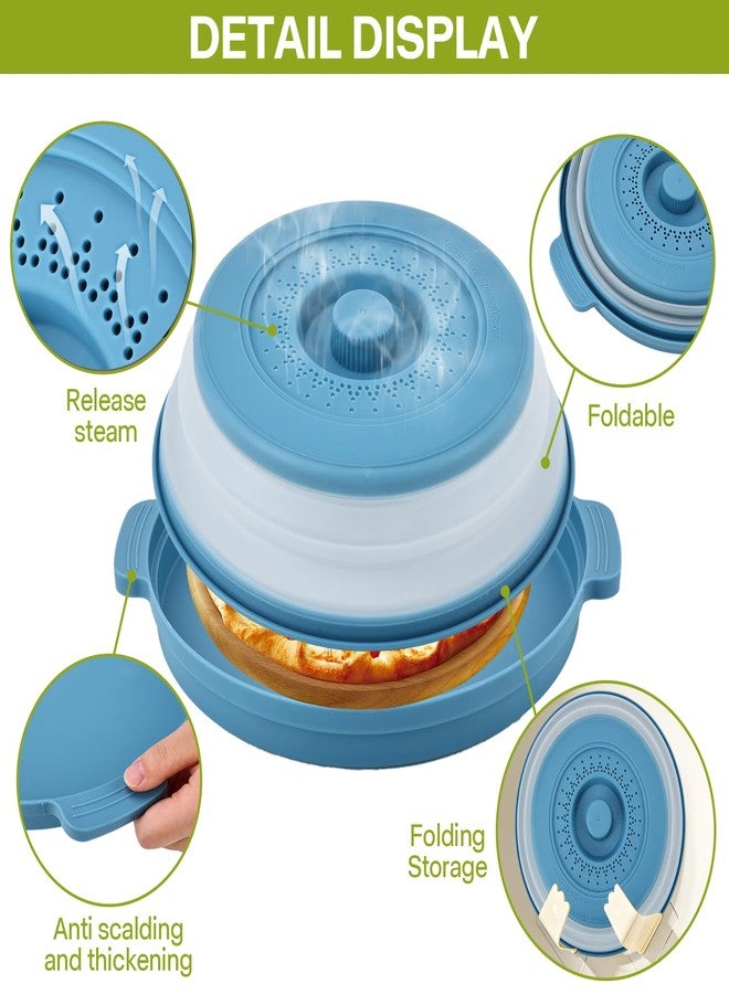 Saebume Microwave Food Splatter Cover & Base Mat,10.5 Inch Plastic & Silicone Vented Collapsible Guard Lid, Plate Holder & Kitchen Colander for Meal Prep - Image 5