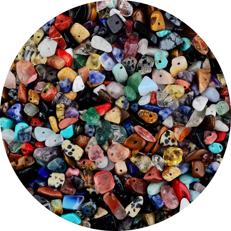 Natural Chip Stone Beads Multicolor 58mm About 400 Pieces Irregular Gemstones Healing Crystal Loose Rocks Bead Hole Drilled DIY for Bracelet Jewelry Making Crafting 58mm Multicolor