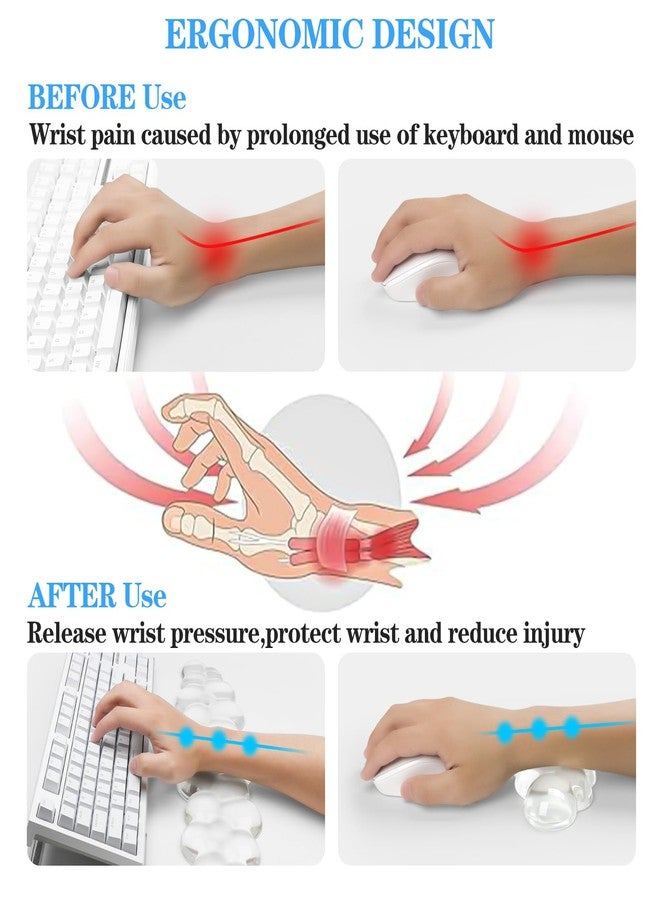 KEPUTAIER Acrylic Transparent Computer Keyboard Stand with Gel Cloud Keyboard and Mouse Wrist Rest, Ergonomic Tilting 3-in-1 Set, Relieves Painful Typing, for Office/Computer/Laptop/Gaming - Image 3