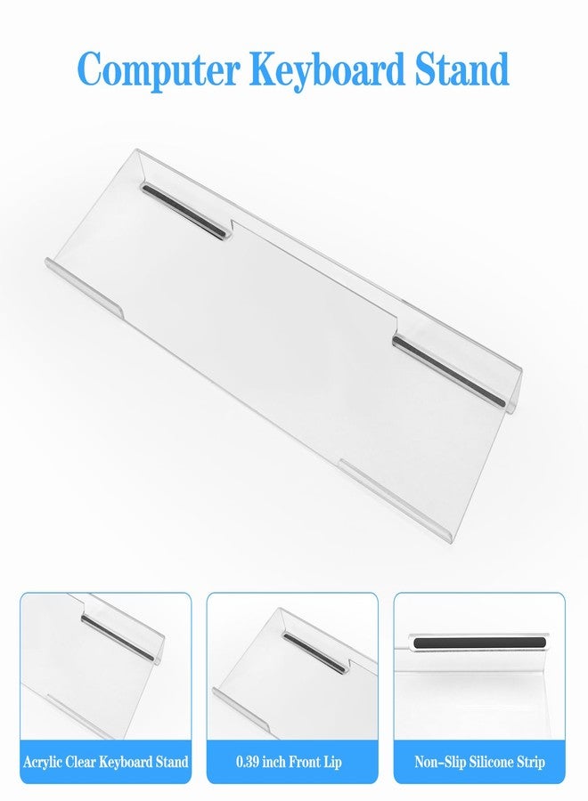 KEPUTAIER Acrylic Transparent Computer Keyboard Stand with Gel Cloud Keyboard and Mouse Wrist Rest, Ergonomic Tilting 3-in-1 Set, Relieves Painful Typing, for Office/Computer/Laptop/Gaming - Image 2