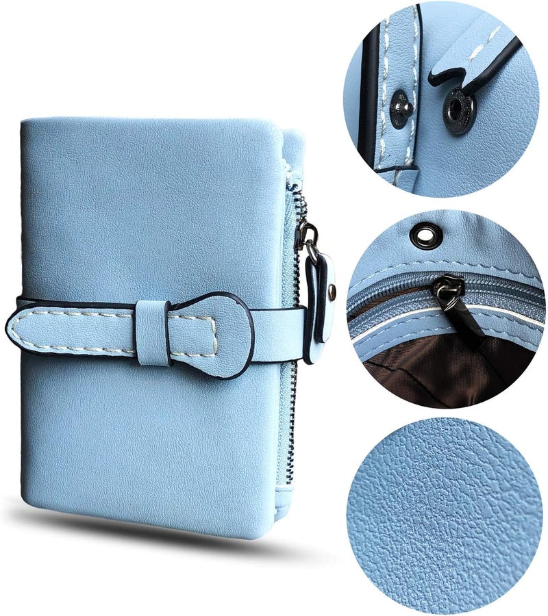 AOXONEL Women's Small Bifold Leather wallet Rfid blocking Ladies Wristlet with Card holder id window Coin Purse - Image 3
