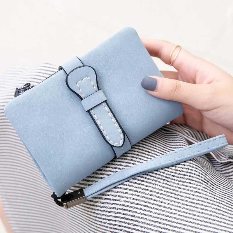 AOXONEL Women's Small Bifold Leather wallet Rfid blocking Ladies Wristlet with Card holder id window Coin Purse - Image 4