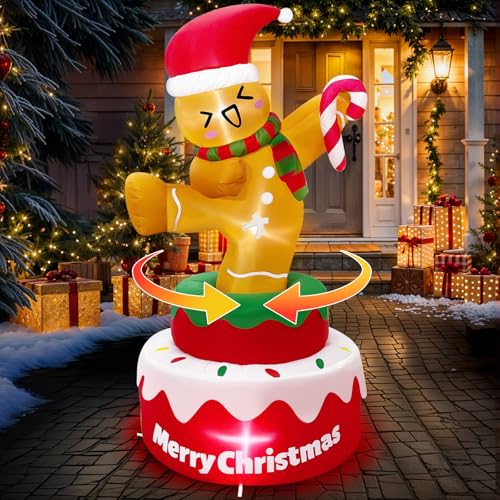 OurWarm 8FT Christmas Inflatable Outdoor Decoration, Christmas Inflatables Gingerbread Nutcracker Christmas Blow Ups with LED Lights, Inflatable Christmas Decorations Outdoor for Xmas Lawn Yard Decor - Image 1