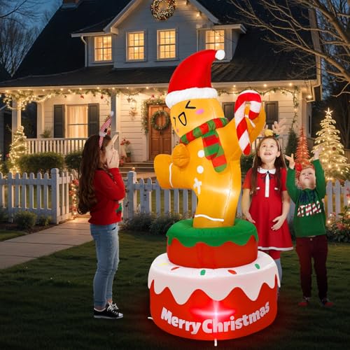 OurWarm 8FT Christmas Inflatable Outdoor Decoration, Christmas Inflatables Gingerbread Nutcracker Christmas Blow Ups with LED Lights, Inflatable Christmas Decorations Outdoor for Xmas Lawn Yard Decor - Image 5