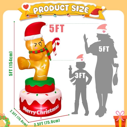 OurWarm 8FT Christmas Inflatable Outdoor Decoration, Christmas Inflatables Gingerbread Nutcracker Christmas Blow Ups with LED Lights, Inflatable Christmas Decorations Outdoor for Xmas Lawn Yard Decor - Image 2