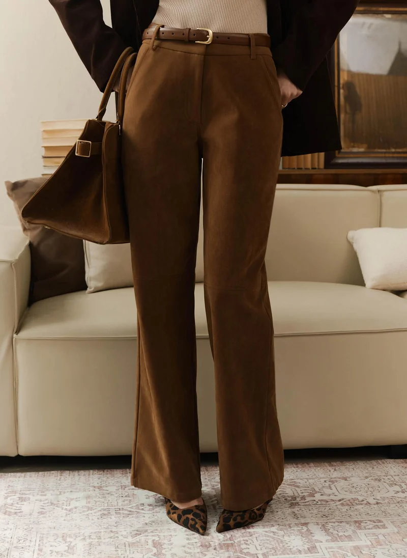 Lichi Eco-suede loose trousers