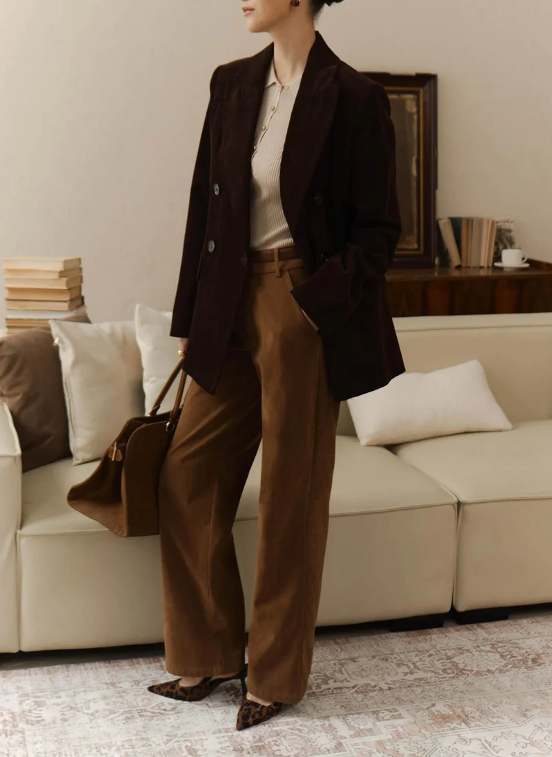 Lichi Eco-suede loose trousers