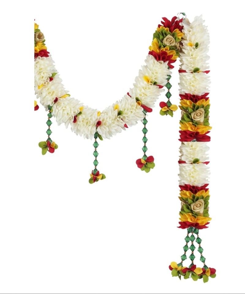 Daedal crafters 4-Feet Width Crystal Hanging Artificial Cream Doorway Toran for Main Door Entrance, Reusable Thoran for Mandir & Living Room Décor, Bandarwal for Festival Decoration (14x42 inch) - Image 5