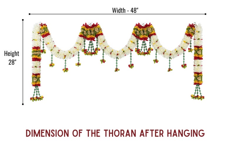 Daedal crafters 4-Feet Width Crystal Hanging Artificial Cream Doorway Toran for Main Door Entrance, Reusable Thoran for Mandir & Living Room Décor, Bandarwal for Festival Decoration (14x42 inch) - Image 4