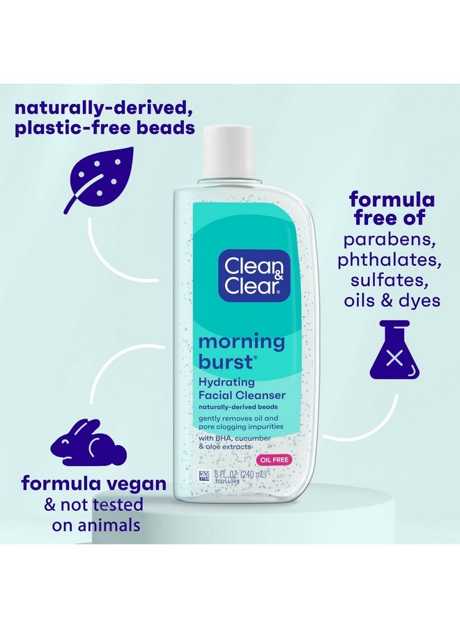 Clean & Clear Morning Burst Oil-Free Hydrating Facial Cleanser with BHA, Cucumber & Aloe Extracts, Face Wash Gently Removes Oil & Pore Clogging Impurities, 8 fl. oz - Image 3
